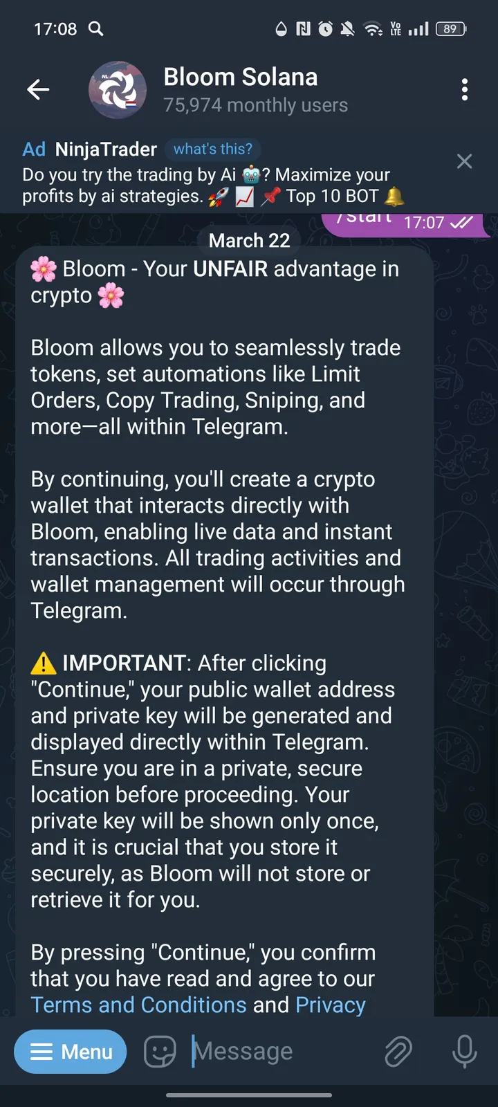 Bloom Solana screenshot 2
