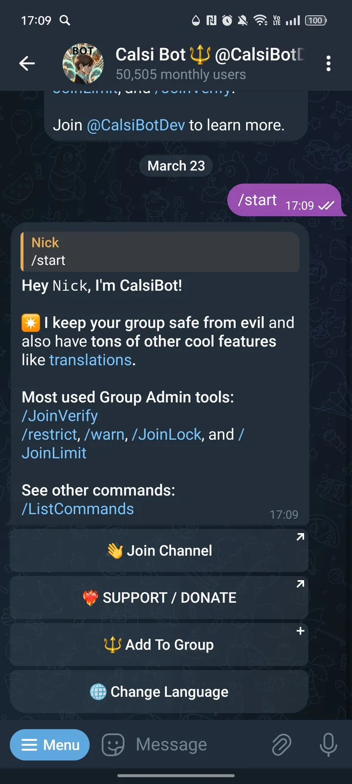 Calsi Bot screenshot 2