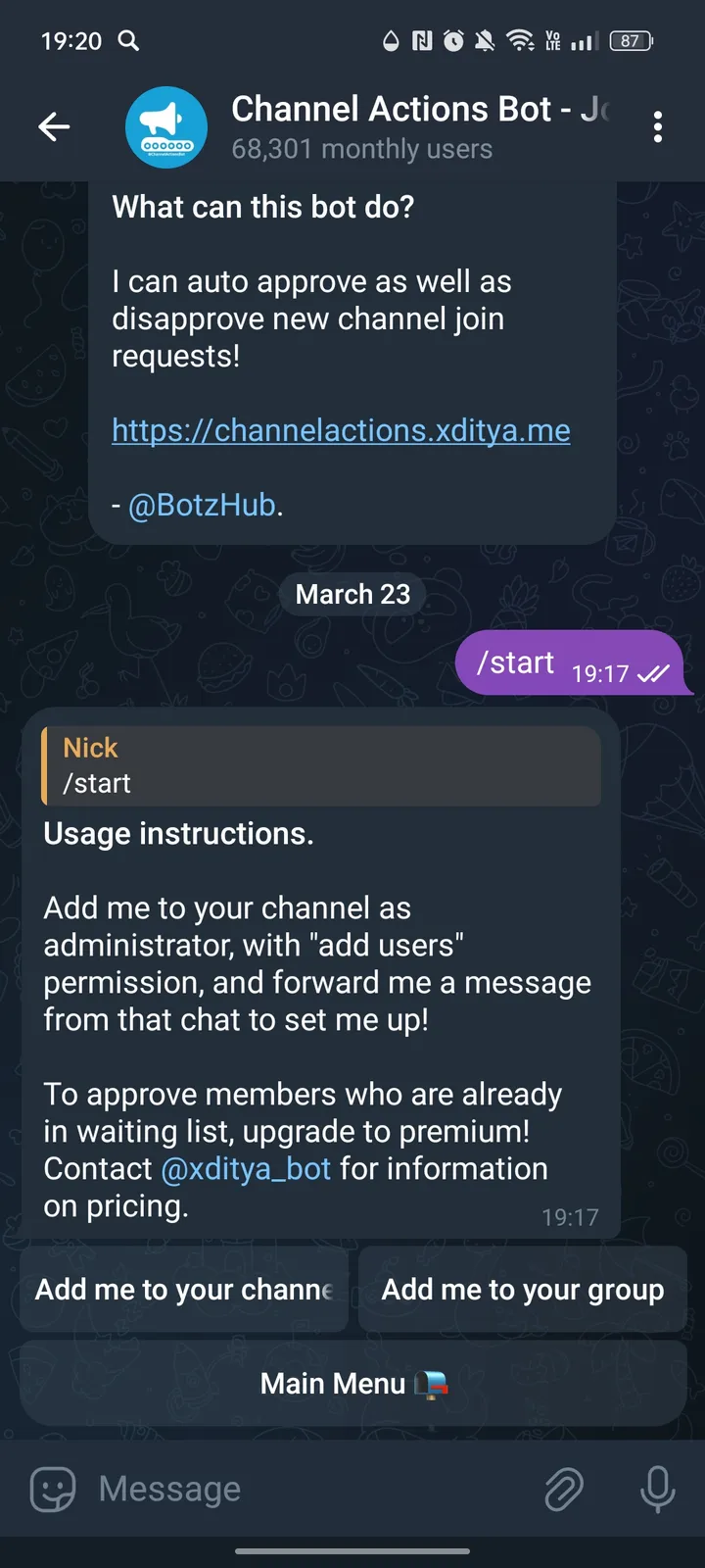 Channel Actions Bot - Join Approver (Auto Approve Join Requests) screenshot 3