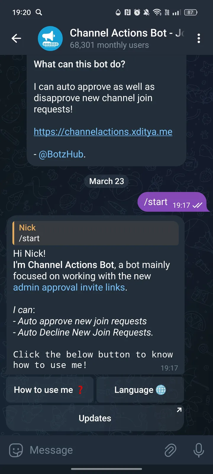 Channel Actions Bot - Join Approver (Auto Approve Join Requests) screenshot 2