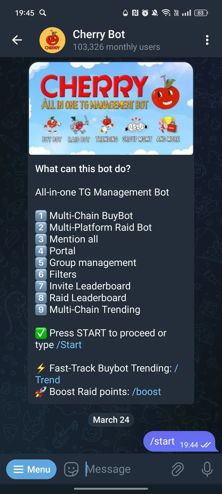 Cherry Bot screenshot 1