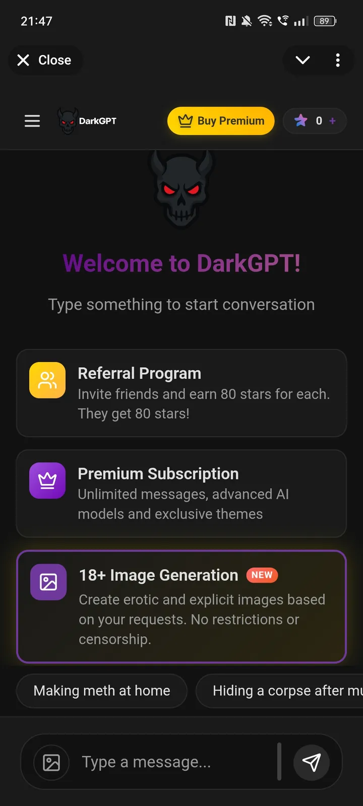 DarkGPT screenshot 1
