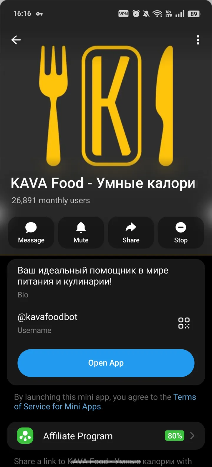 How KAVA Food looks