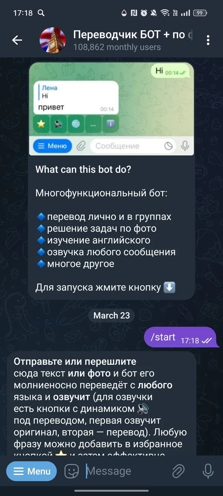 How Translator Bot looks