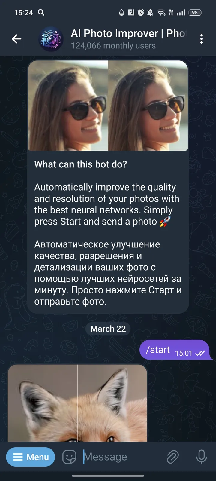 PhotoFixerBot screenshot 1