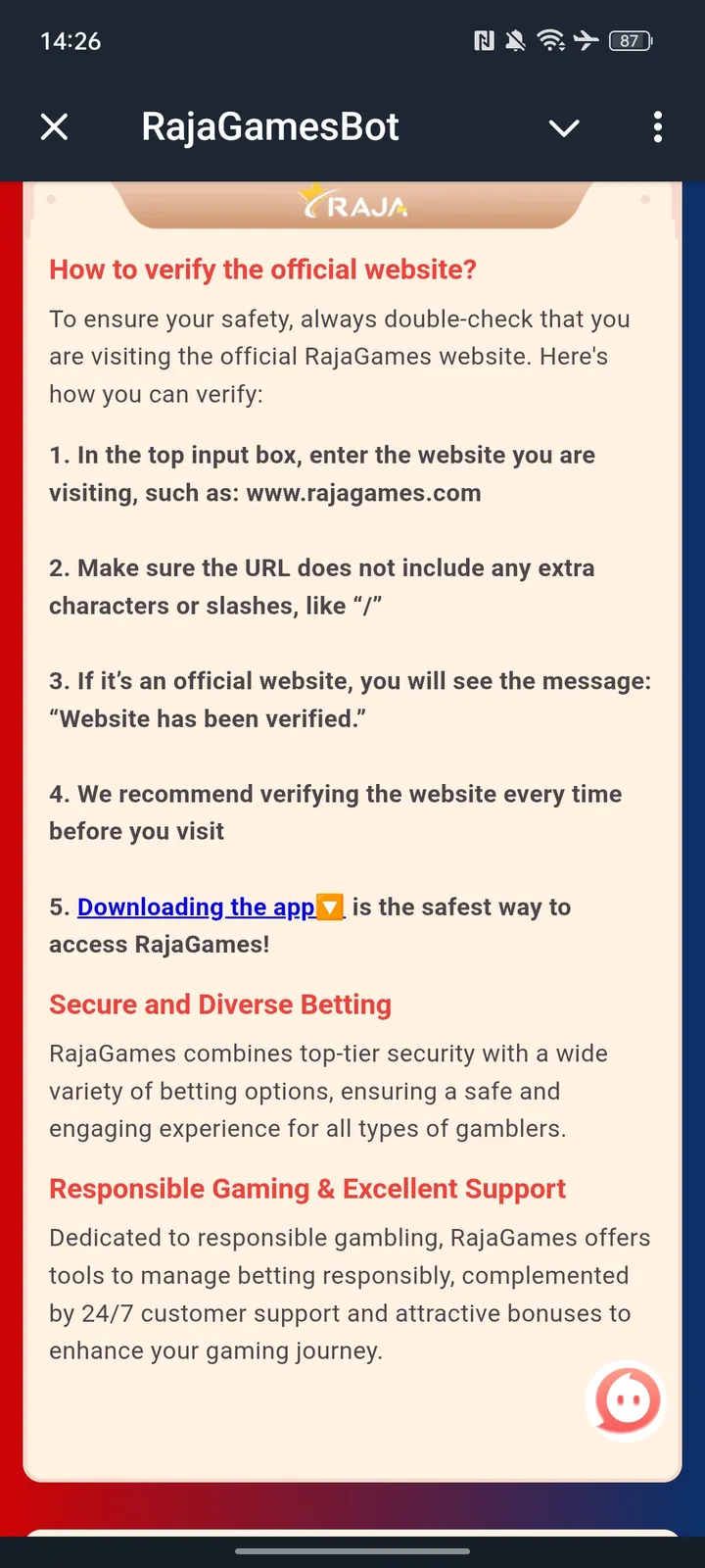 RajaGamesBot screenshot 2