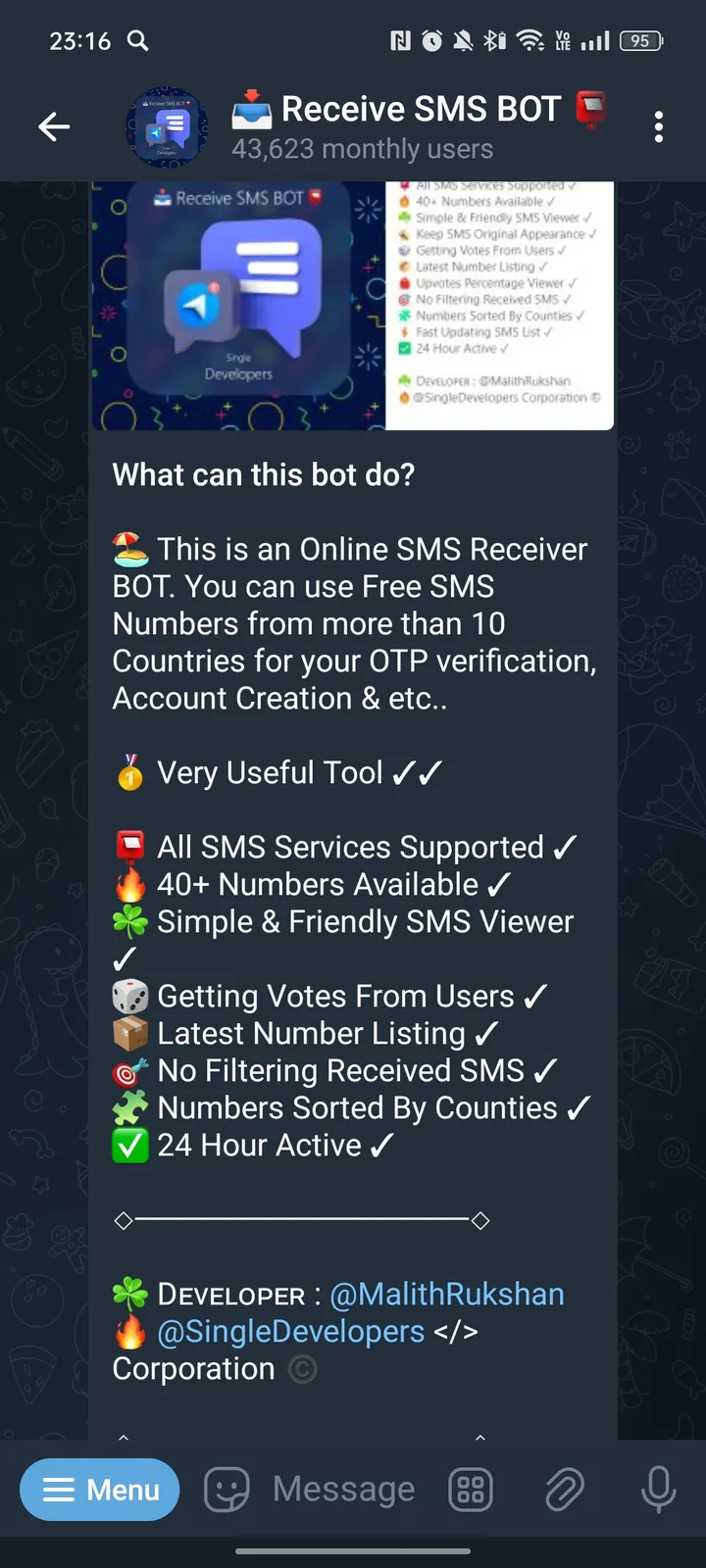 Receive SMS Bot screenshot 1