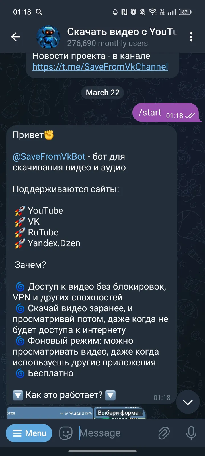 Скачать видео с YouTube, VK, RuTube, Dzen screenshot 2