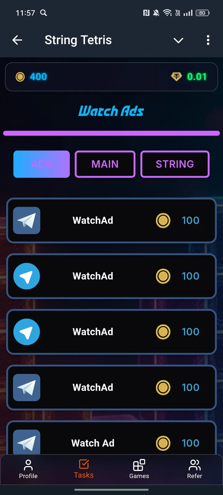 String Tetris screenshot 2