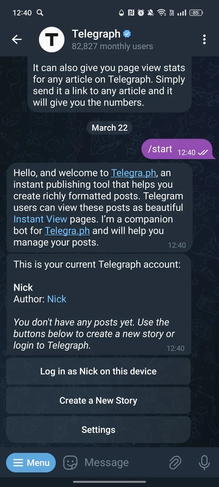 Telegraph screenshot 2