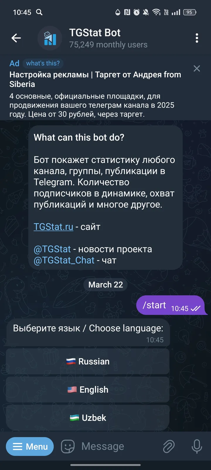TGStat Bot screenshot 1