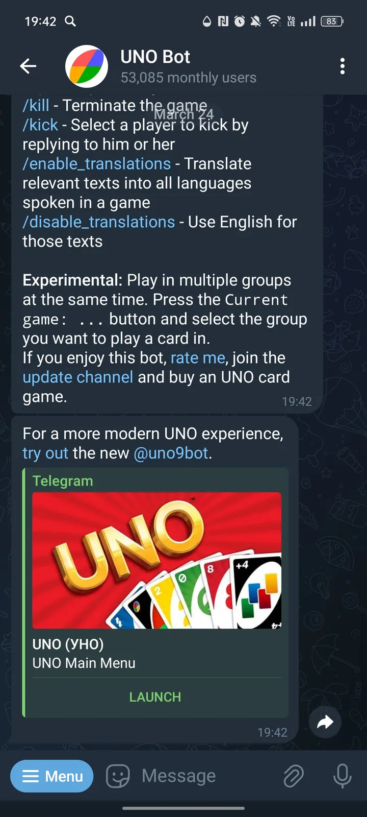 UNO Bot screenshot 2