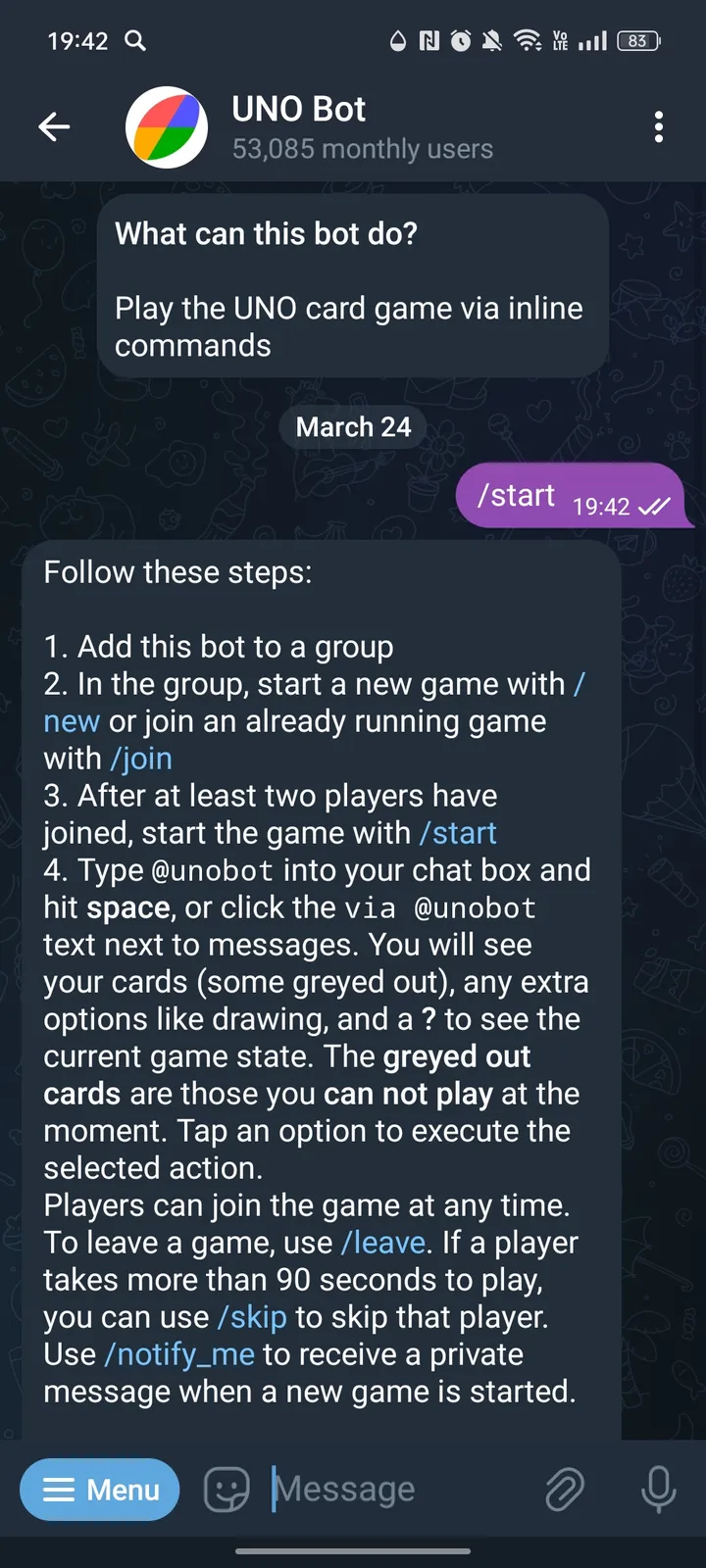 UNO Bot screenshot 1