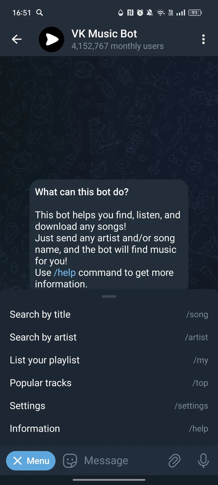 How VK Music Bot looks