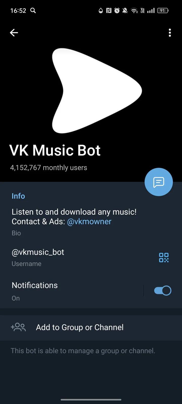 How VK Music Bot looks