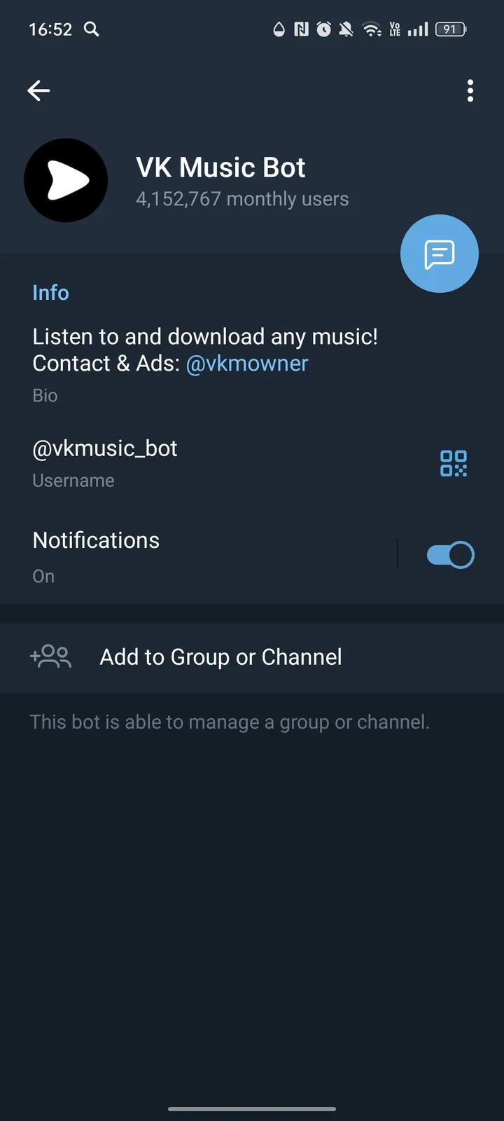 How VK Music Bot looks